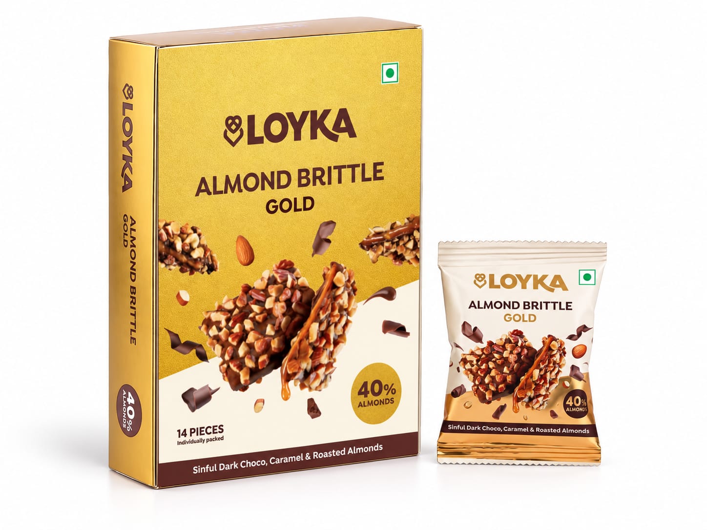 Loyka Almond Brittle Gold – 14 Pieces